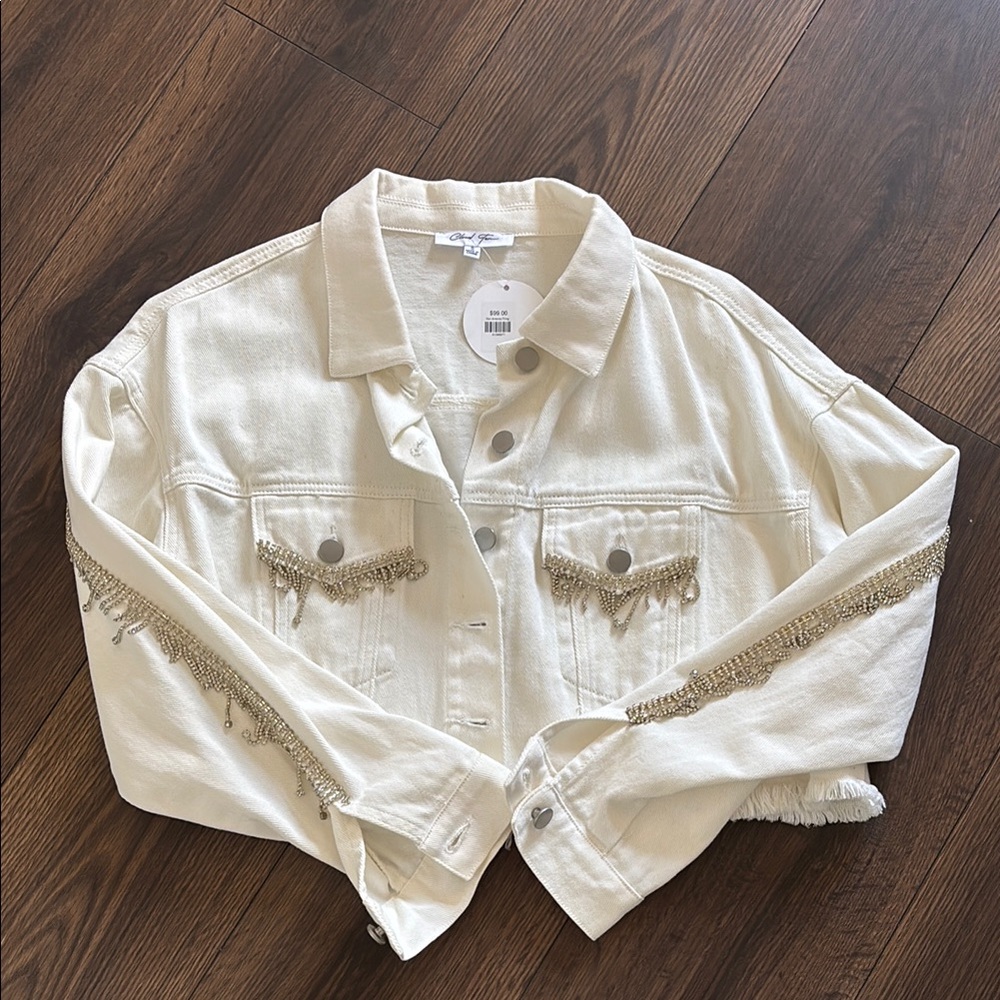 White Cropped Jean Jacket